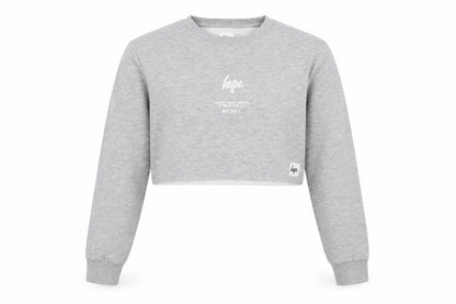 Front view of Hype women’s grey pullover sweatshirt, size UK 6, - cropped