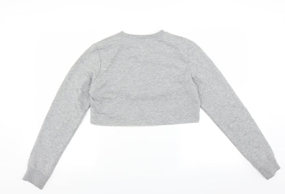 Back view of Hype women’s grey pullover sweatshirt, size UK 6, - cropped
