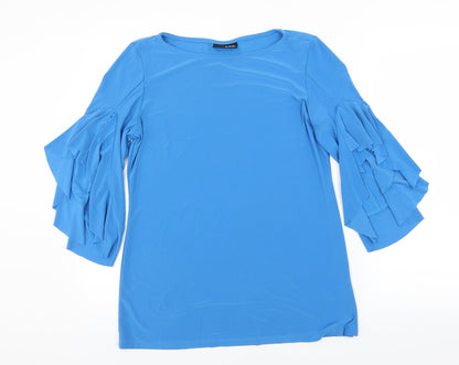 Front view of Attitudes women’s blue basic blouse, size M