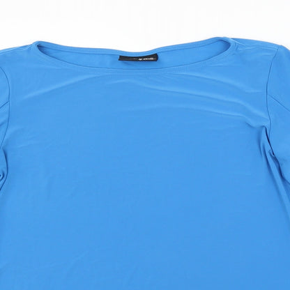 Close-up detail of Attitudes women’s blue basic blouse, size M