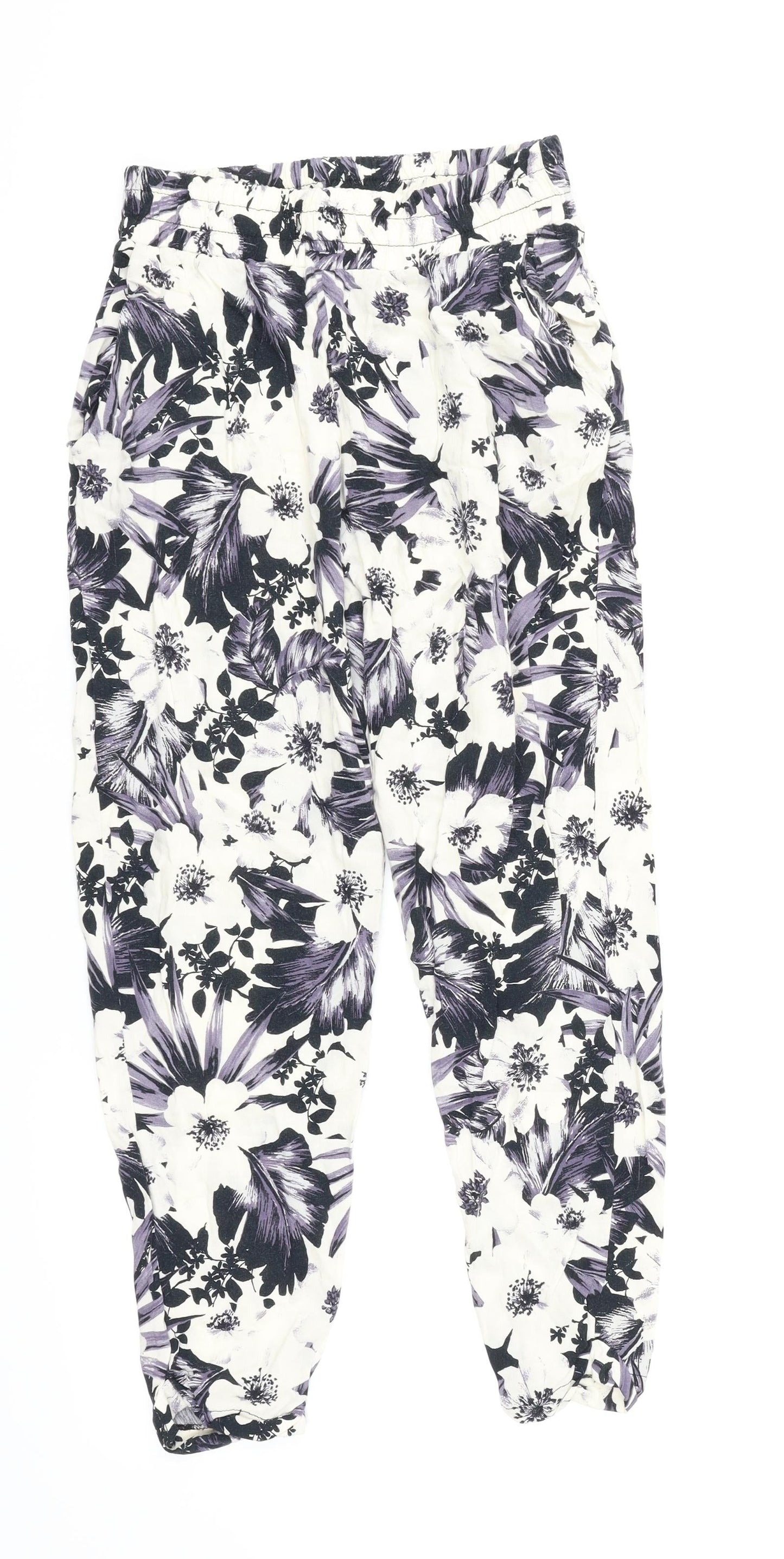 Dorothy Perkins Womens White Floral  Jogger Trousers Size 6