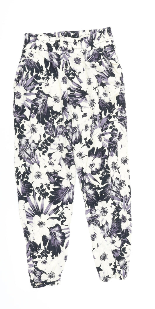 Dorothy Perkins Womens White Floral  Jogger Trousers Size 6