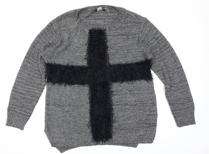 Additional front view of Miss Selfridge women’s grey jumper, size UK 10