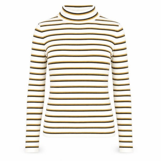 Front view of Primark women’s multicoloured striped jumper, size UK 12
