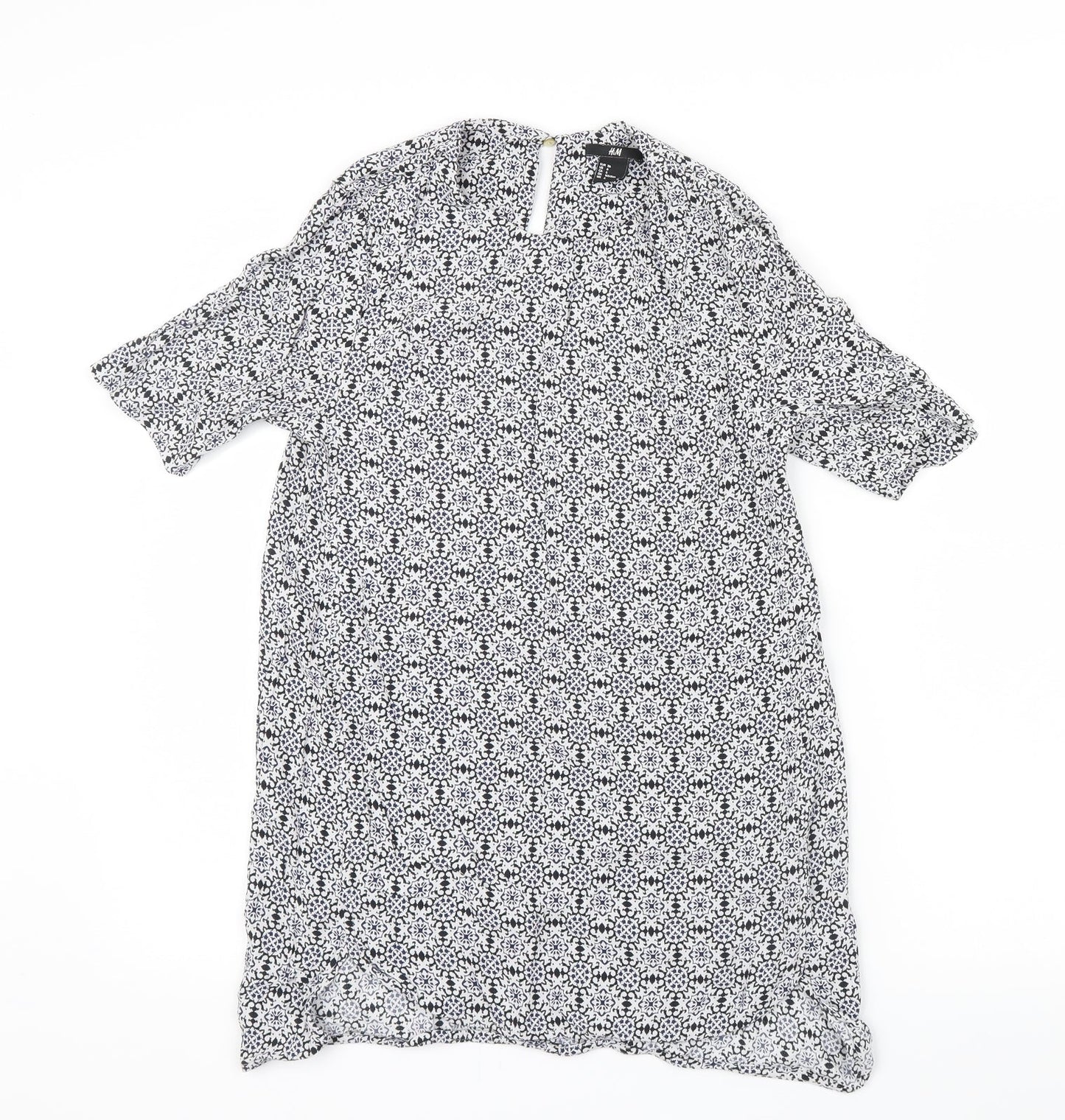 H&M Womens Black Geometric  Basic Blouse Size 8