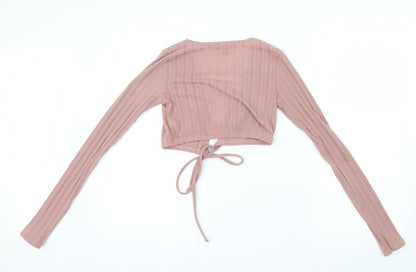 Back view of Missguided women’s pink cardigan jumper, size UK 6
