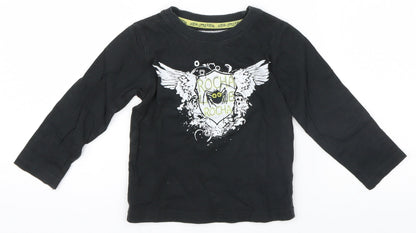 Additional front view of Debenhams boys’ black basic t-shirt, size 2-3, years