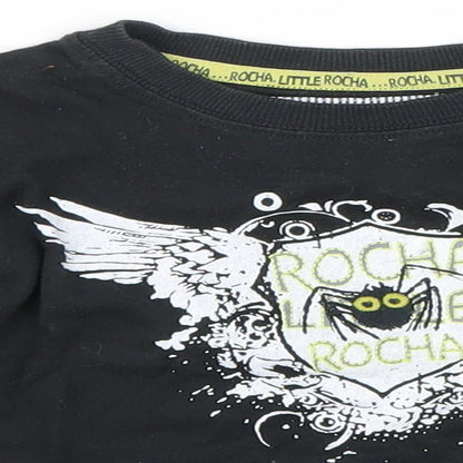 Close-up detail of Debenhams boys’ black basic t-shirt, size 2-3, years