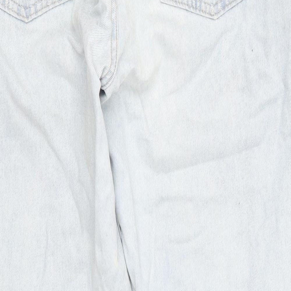 H&M Womens Blue  Denim Straight Jeans Size 10 L29 in - Badges
