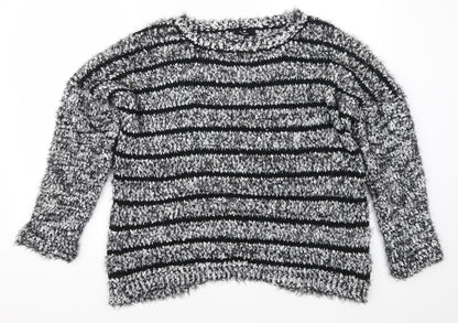 Additional front view of Klass women’s grey striped jumper, size L