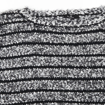 Close-up detail of Klass women’s grey striped jumper, size L