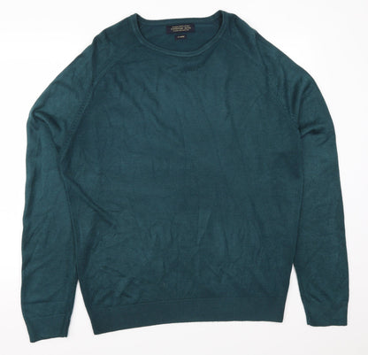 Front view of Twisted Soul men’s blue jumper, size XL