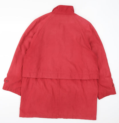 Back view of Marks & Spencer women’s red overcoat coat, size UK 14