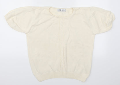 Front view of Berkertex women’s beige jumper, size UK 14, - cream