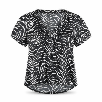 Front view of Star women’s black basic blouse, size UK 12