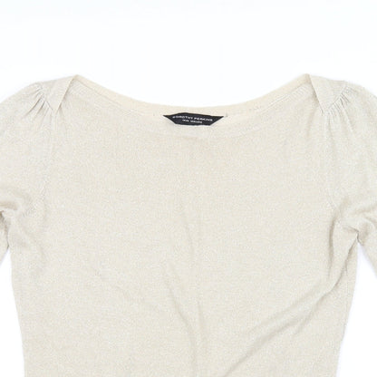 Close-up detail of Dorothy Perkins women’s beige jumper, size UK 14