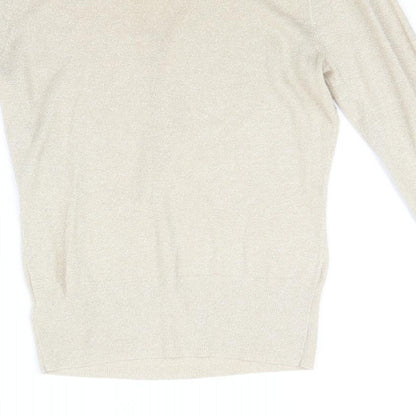 Brand and care label for Dorothy Perkins women’s beige jumper, size UK 14