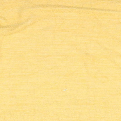 Brand and care label for H&M women’s yellow jumper, size M
