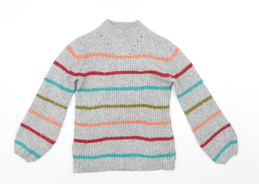 Papaya Womens Grey Striped  Pullover Jumper Size S