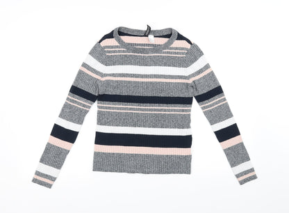 Additional front view of Divided women’s grey striped jumper, size M