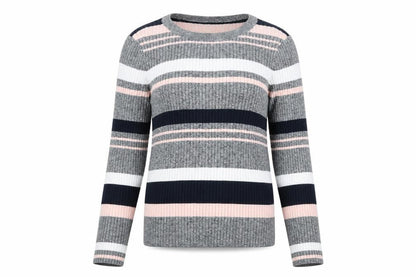 Front view of Divided women’s grey striped jumper, size M