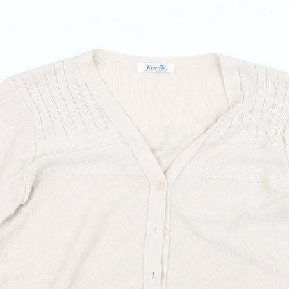 Close-up detail of Keeno women’s beige jumper, size M