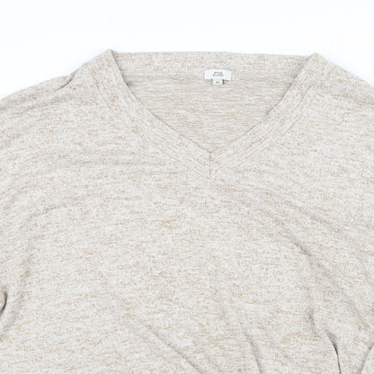 Close-up detail of River Island women’s beige jumper, size M