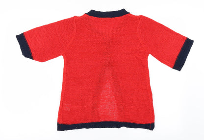 Back view of Long Island women’s red cardigan jumper, size S