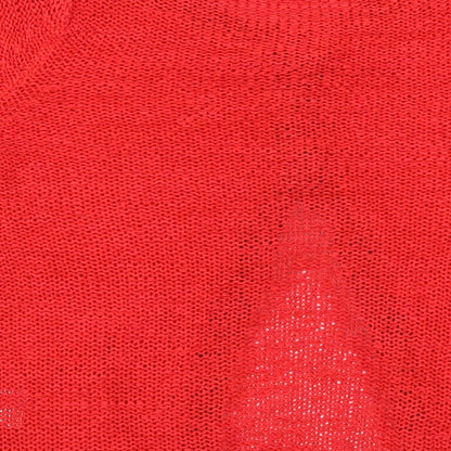 Brand and care label for Long Island women’s red cardigan jumper, size S