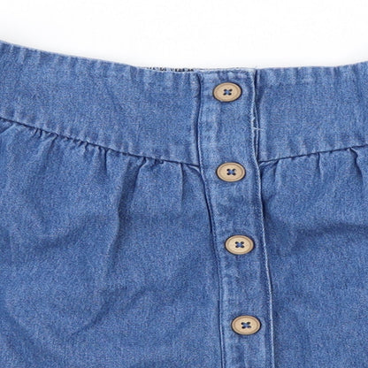 Close-up detail of Tu girls’ blue a-line skirt, size 10, years