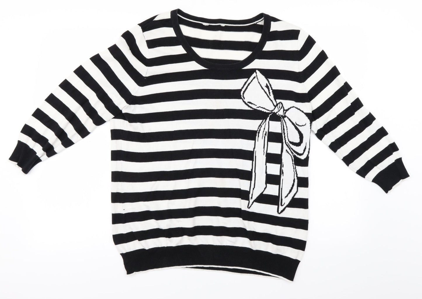 BHS Womens White Striped  Pullover Jumper Size 18