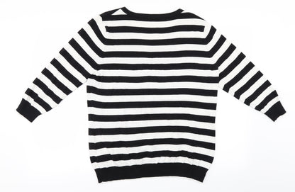 Back view of BHS women’s white striped jumper, size UK 18