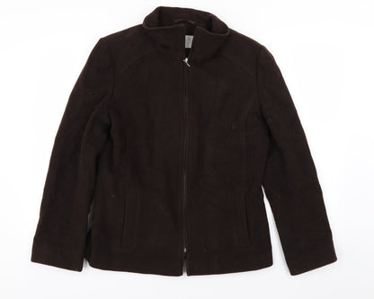 Additional front view of JWF women’s brown jacket coat, size UK 12