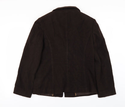 Back view of JWF women’s brown jacket coat, size UK 12