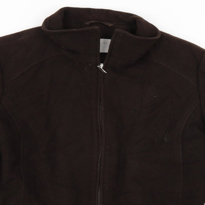 Close-up detail of JWF women’s brown jacket coat, size UK 12
