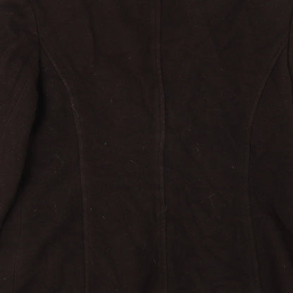 Brand and care label for JWF women’s brown jacket coat, size UK 12