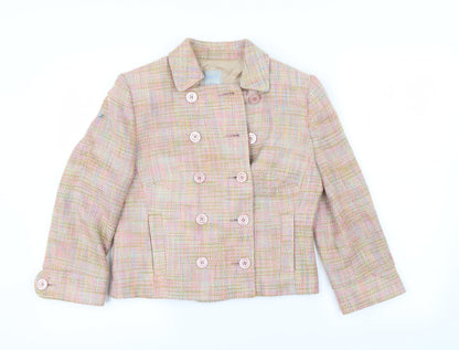 Additional front view of Oasis women’s pink jacket coat, size UK 10