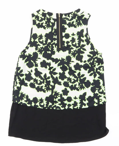 Back view of River Island women’s black animal print basic t-shirt, size UK 8