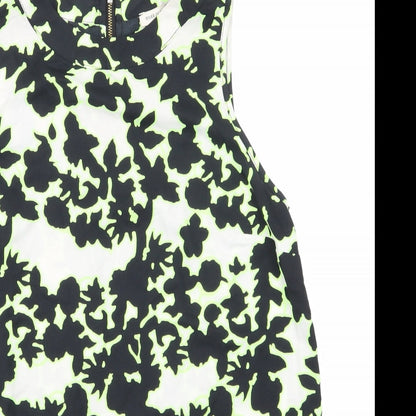 Close-up detail of River Island women’s black animal print basic t-shirt, size UK 8