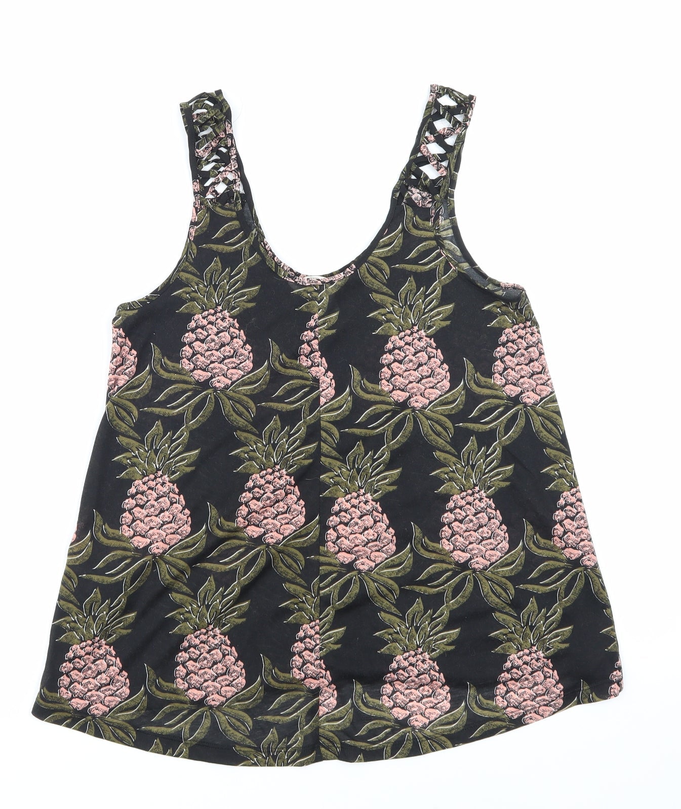 H&M Womens Black Floral  Basic T-Shirt Size XS