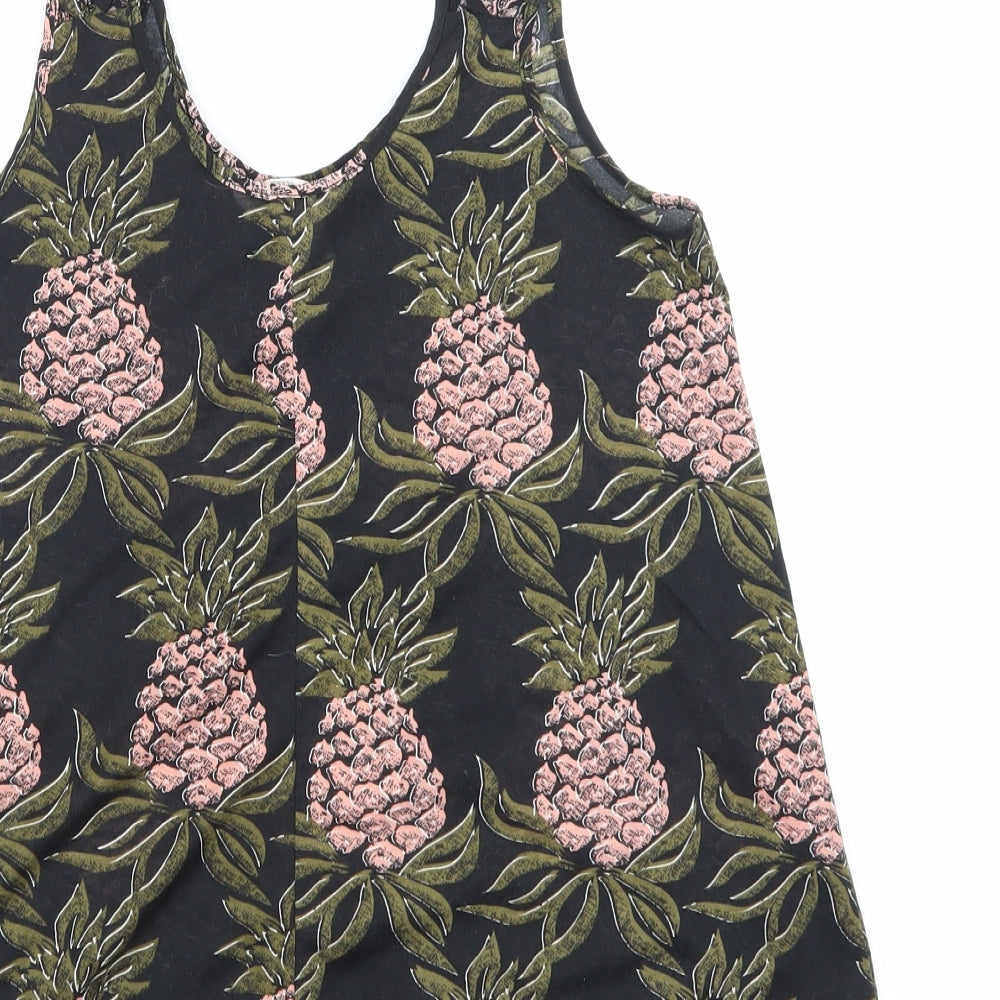 H&M Womens Black Floral  Basic T-Shirt Size XS