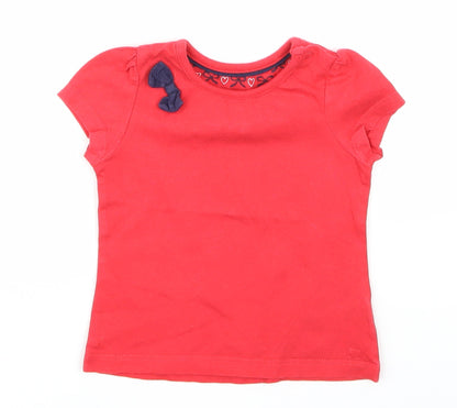 Additional front view of Tu girls’ red basic t-shirt, size 6-9, months