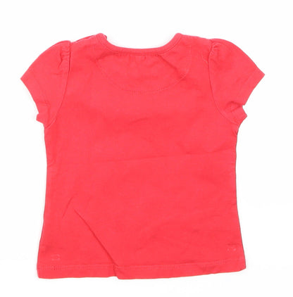 Back view of Tu girls’ red basic t-shirt, size 6-9, months