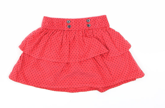 M&Co Girls Red Spotted Velvet Skater Skirt Size 6-9 Months