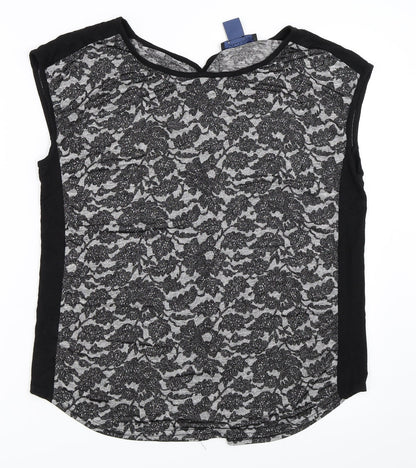 Additional front view of Oasis women’s black basic blouse, size M