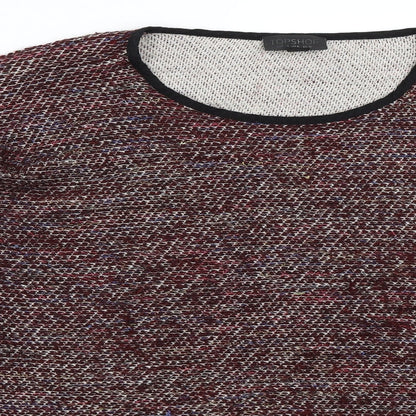 Close-up detail of Topshop women’s red jumper, size UK 10