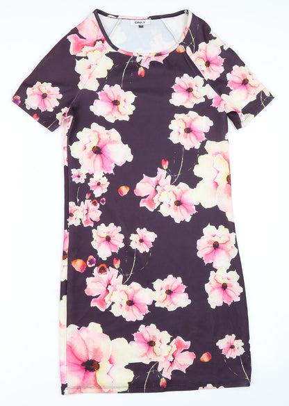 Front view of Only women’s purple floral shift, size XS