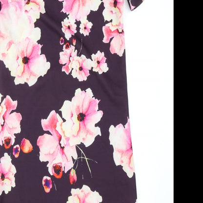 Brand and care label for Only women’s purple floral shift, size XS