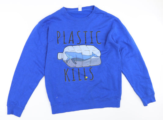 Lane Seven Mens Blue   Pullover Sweatshirt Size S  - plastic kills