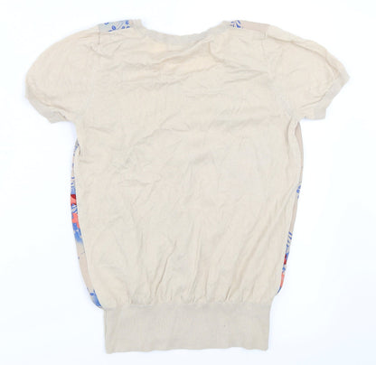 Back view of Oasis women’s beige basic t-shirt, size XS